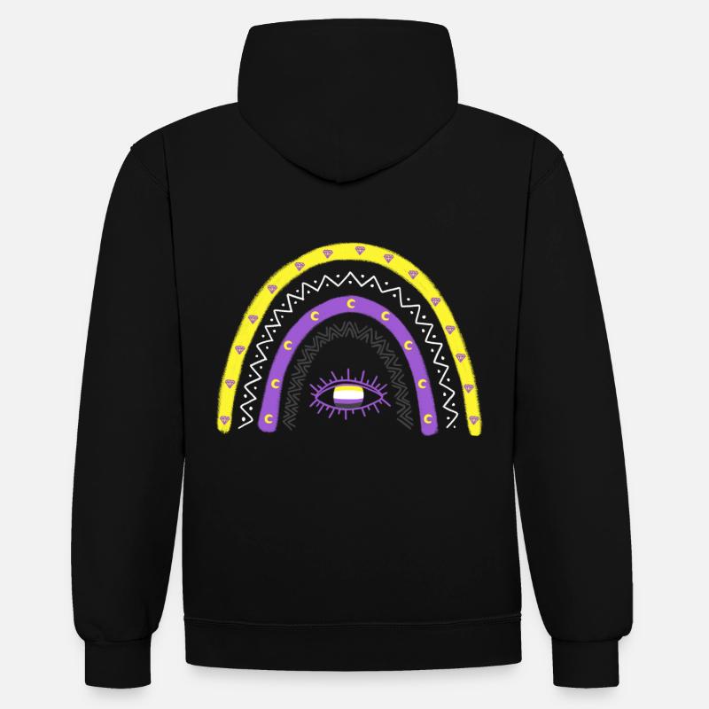 LGBTQ Nonbinary Regenbogen Nonbinary Pride - Kontrast-Hoodie - Schwarz/Rot