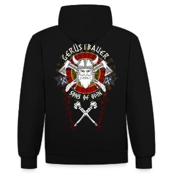 Gerüstbauer Shirt bedruckt in top Markenqualität - Kontrast-Hoodie - Schwarz/Rot - Hinten - Nico (186cm)