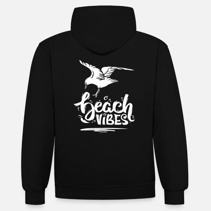 Beach Vibes & Möwe - Kontrast-Hoodie - Schwarz/Rot