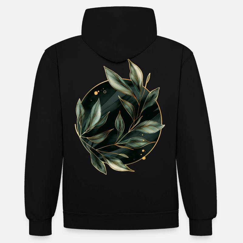 Feuilles de plantes - Sweat à capuche contrasté - noir/rouge