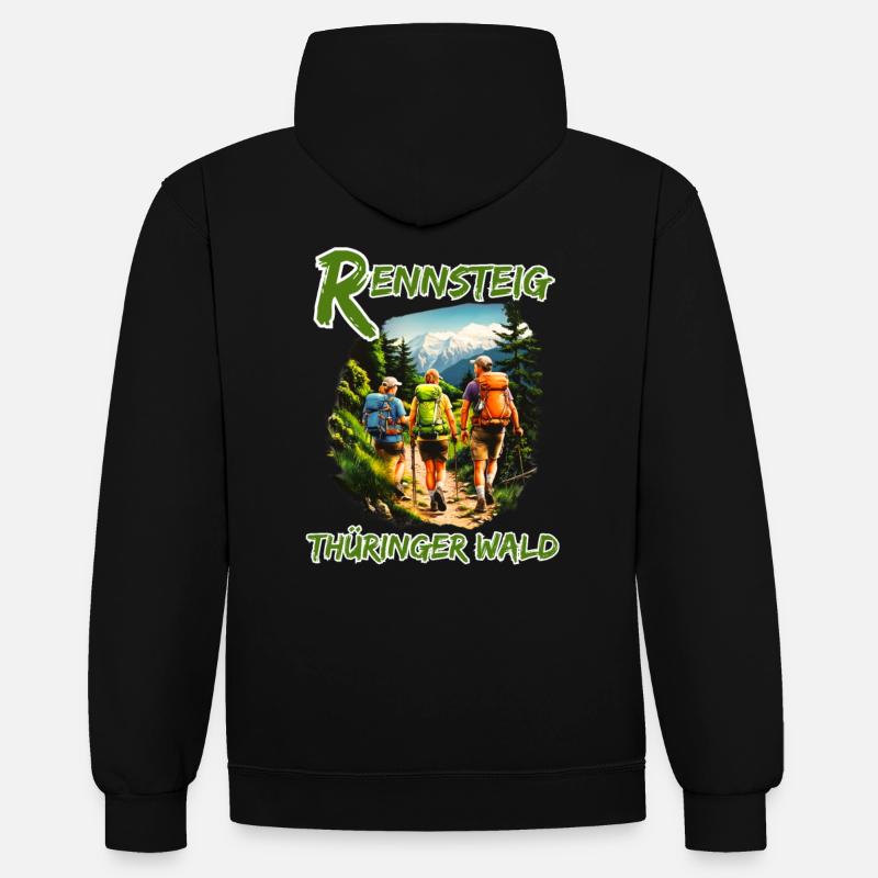 Rennsteig-Forêt de Thuringe-Thuringe - Sweat à capuche contrasté - noir/rouge