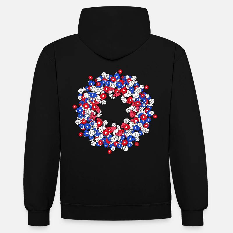 fleur fleurs fleurs fleurs couronne - Sweat à capuche contrasté - noir/rouge