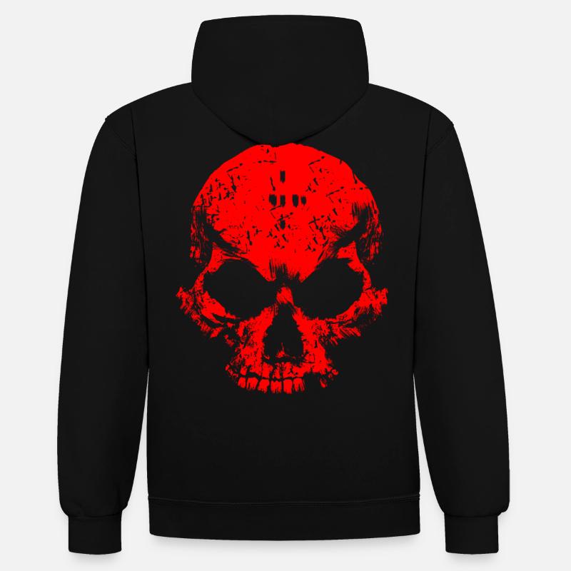 Crâne Rouge - Sweat à capuche contrasté - noir/rouge