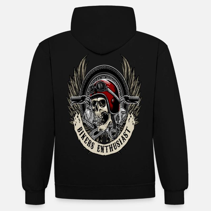 Schädel Biker shirt Skull Biker - Sweat à capuche contrasté - noir/rouge