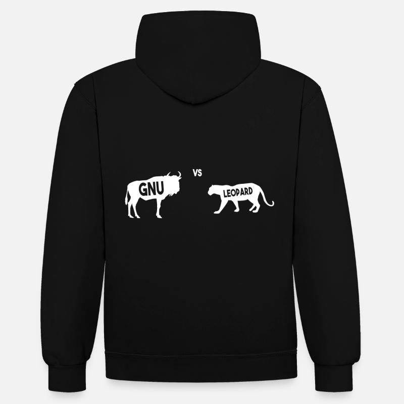 GNU vs Leopard T-Shirt - Sweat à capuche contrasté - noir/rouge