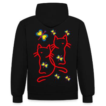 Années 80 Années 90 Chats Enfants Enfant - Sweat à capuche contrasté - noir/rouge - Dos - Nico (186cm)