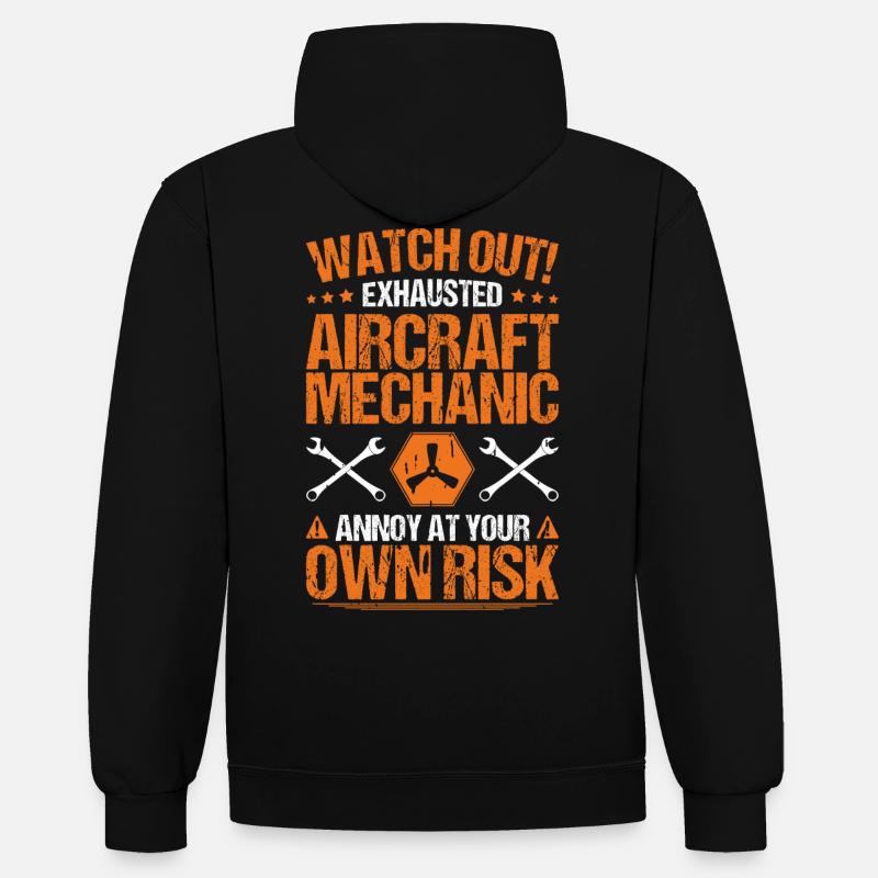 Fluggerätmechaniker Mécanicien d’aéronefs - Sweat à capuche contrasté - noir/rouge