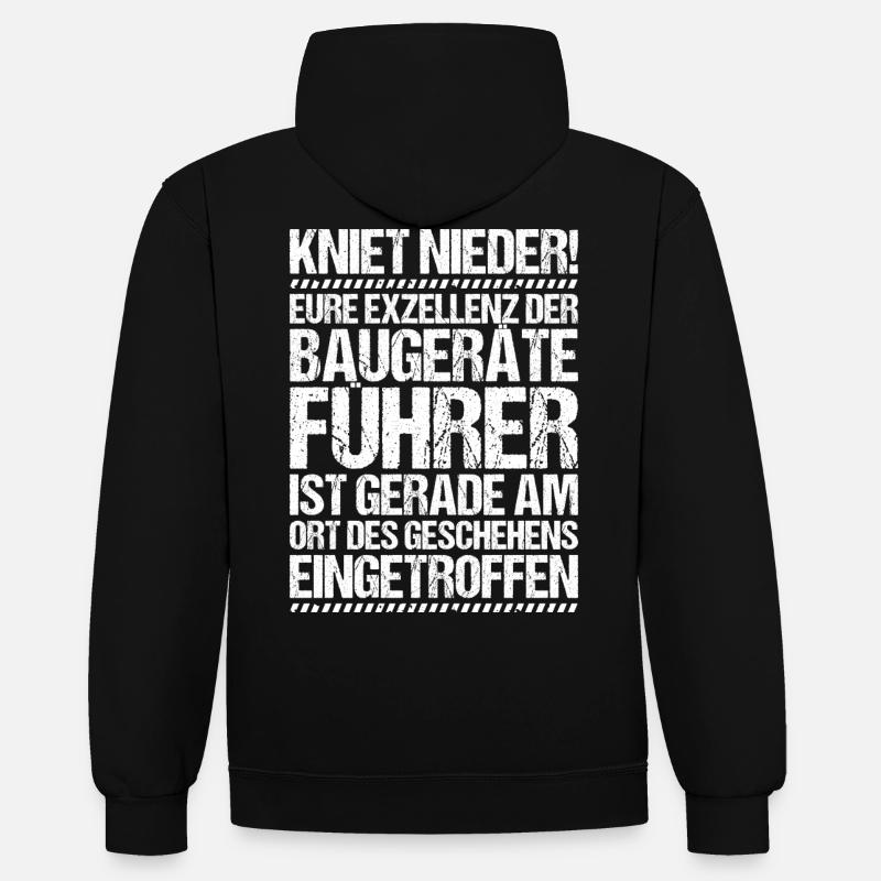 Baugeräteführer Kranführer Baggerfahrer Baugeräte - Kontrast-Hoodie - Schwarz/Rot