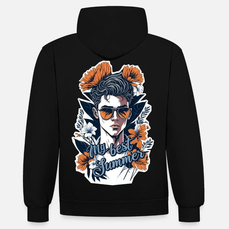 My best summer - Contrast hoodie - black/red