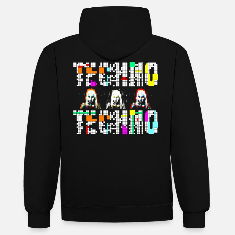 Techno Techno - Sweat à capuche contrasté - noir/rouge