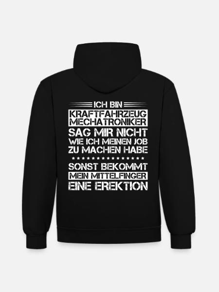 KFZ-Mechatroniker/Kraftfahrzeugmechatroniker/Autos - Kontrast-Hoodie - Schwarz/Rot