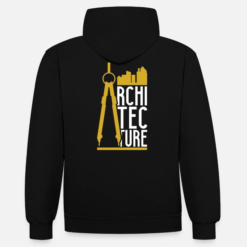 L'architecture - Sweat à capuche contrasté - noir/rouge