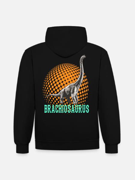 Brachiosaurus, cool dinosaur design - Contrast hoodie - black/red