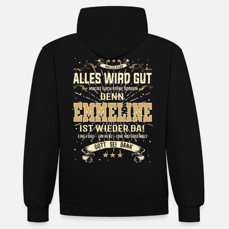 Emmeline Design, alles wird gut - Kontrast-Hoodie - Schwarz/Rot