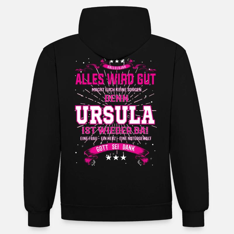 Ursula Design, alles wird gut - Kontrast-Hoodie - Schwarz/Rot