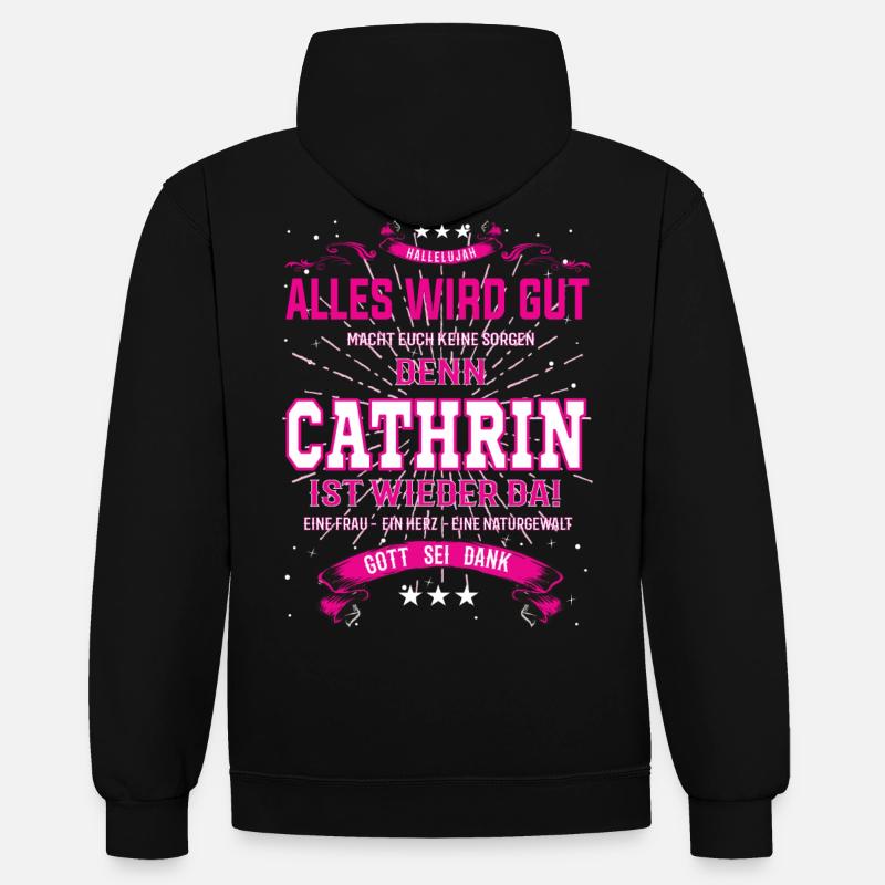 Cathrin Design - Alles wird gut - Kontrast-Hoodie - Schwarz/Rot