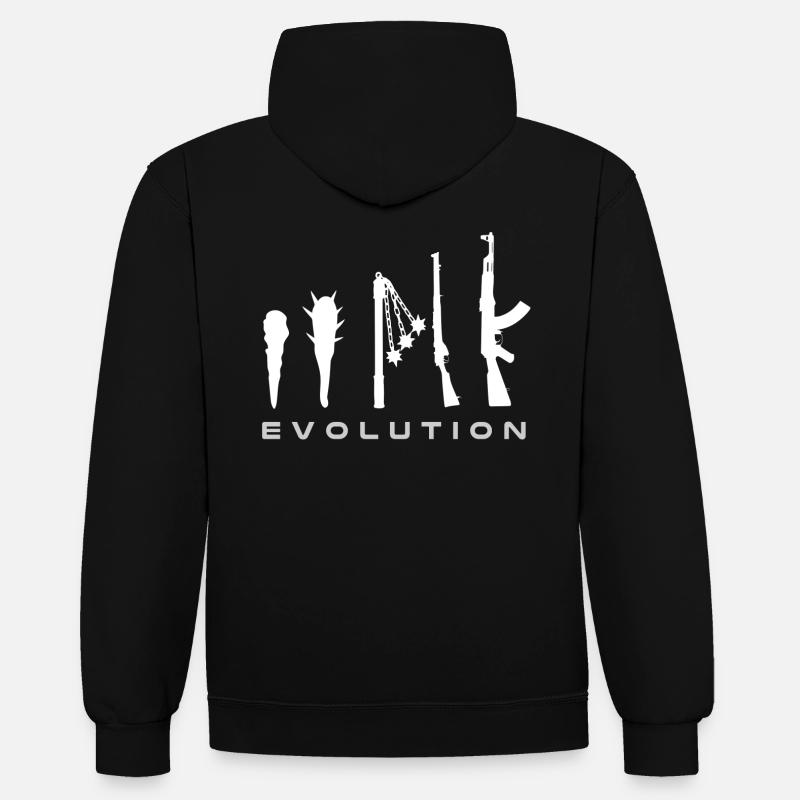Waffen Evolution - Kontrast-Hoodie - Schwarz/Rot