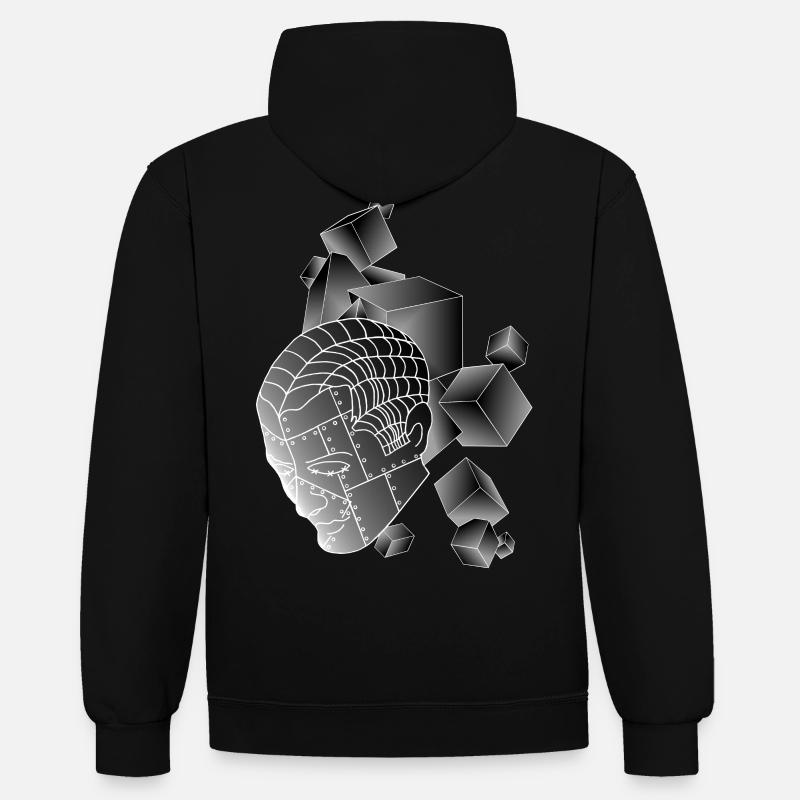 Robot with cube dark grey - Contrast hoodie - black/red