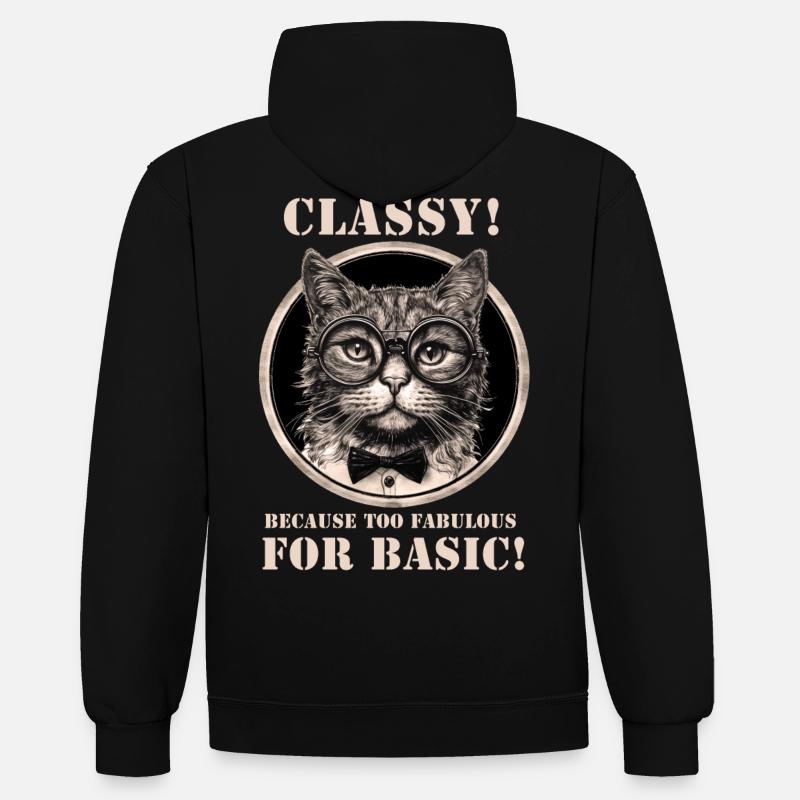 Chat - Sweat à capuche contrasté - noir/rouge