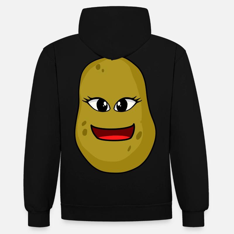 friendly potato face faces potatoes - Contrast hoodie - black/red