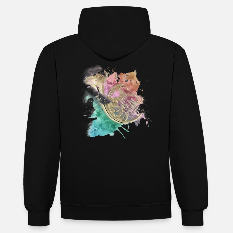 corne - Sweat à capuche contrasté - noir/rouge