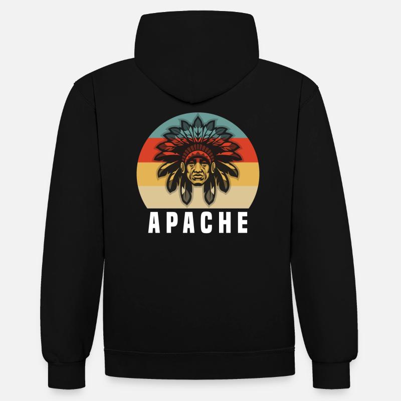Apache - Sweat à capuche contrasté - noir/rouge