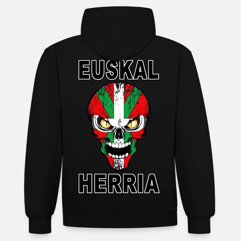 Euskal Herria - Pays Basque 72 - Sweat à capuche contrasté - noir/rouge