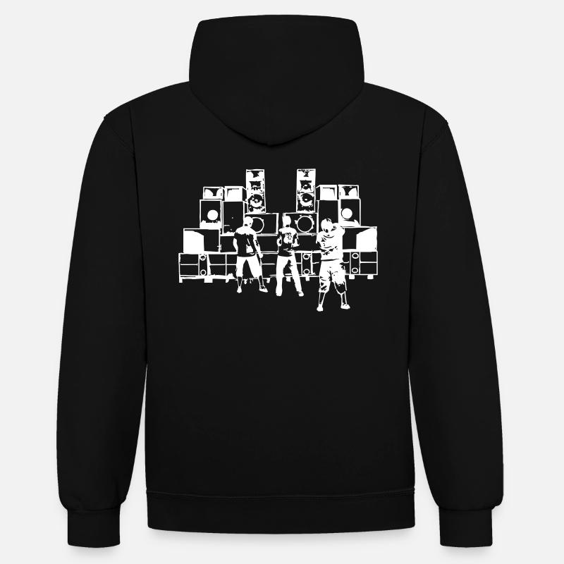 sonorisation - Sweat à capuche contrasté - noir/rouge