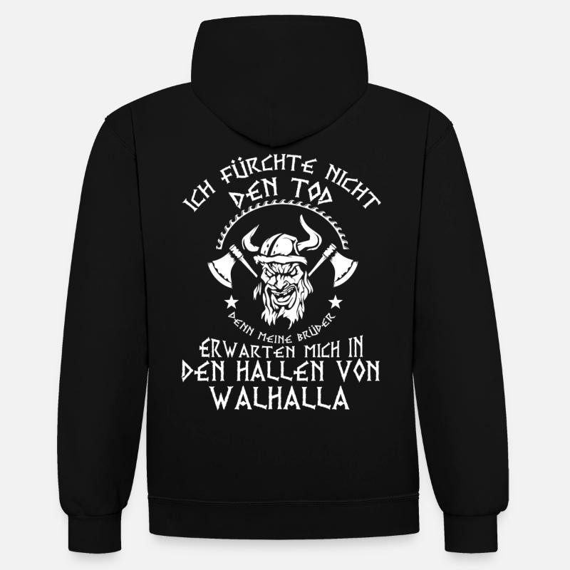 Wikinger Walhalla - Kontrast-Hoodie - Schwarz/Rot