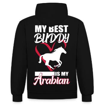 Araber Pferde Spruch - Kontrast-Hoodie - Schwarz/Rot - Hinten - Nico (186cm)
