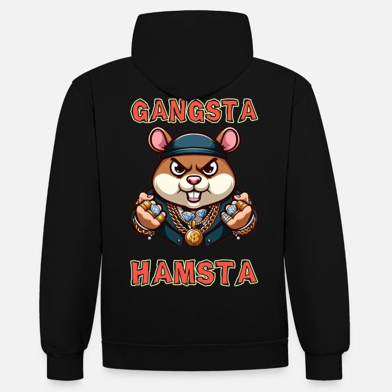 Gangsta Hamsta - Sudadera con capucha contraste - negro/rojo