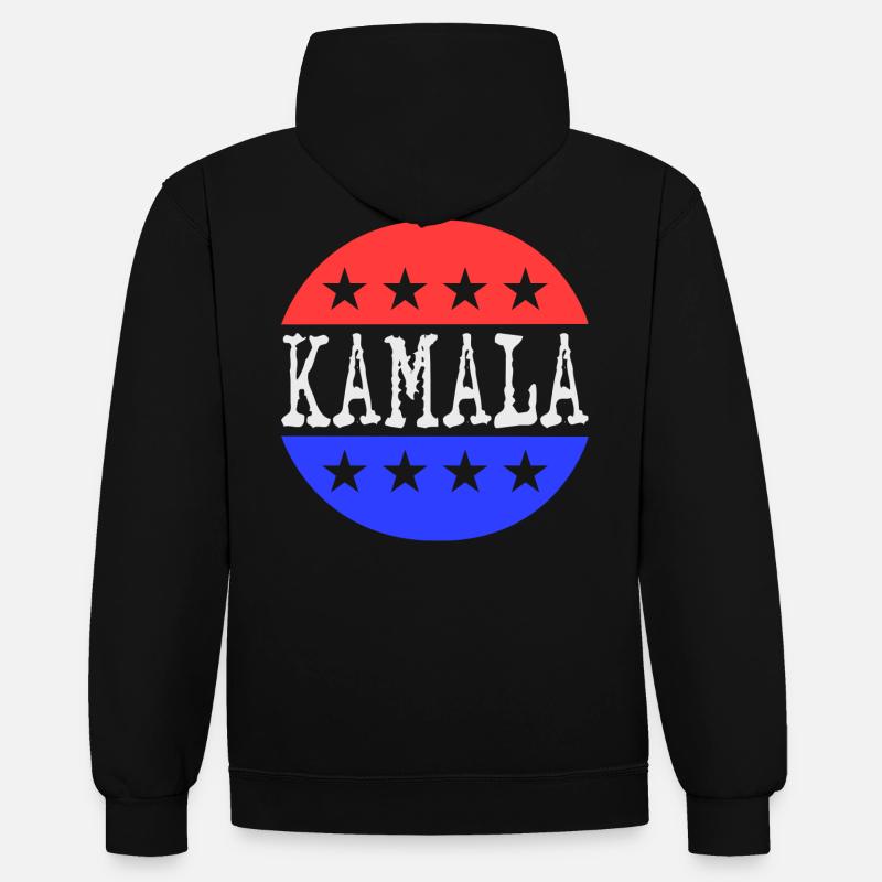 Kamala - Sweat à capuche contrasté - noir/rouge