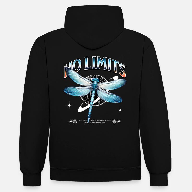 Libellule sans limites - Sweat à capuche contrasté - noir/rouge