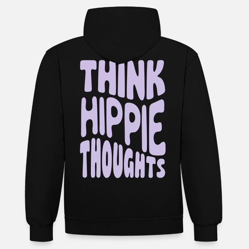 Pensez aux pensées hippies - Sweat à capuche contrasté - noir/rouge
