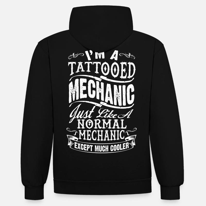 Drôle de mécanicien tatoué - Sweat à capuche contrasté - noir/rouge