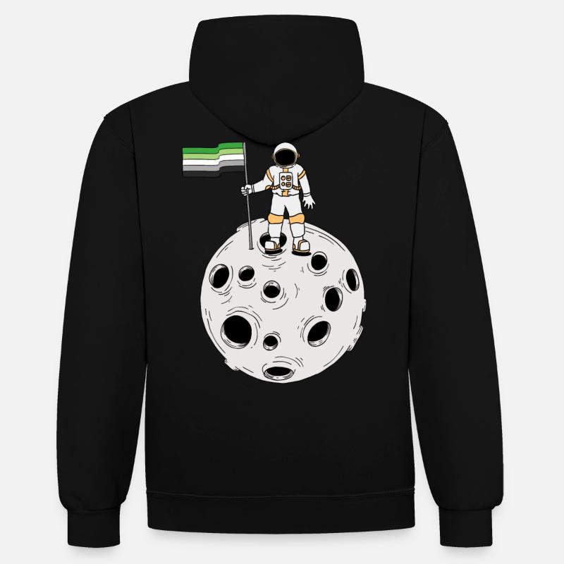 Astronaute aromatique Drapeau aromatique - Sweat à capuche contrasté - noir/rouge