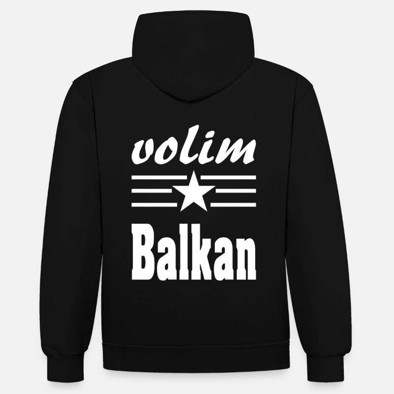 Volim balkan sait - Sweat à capuche contrasté - noir/rouge