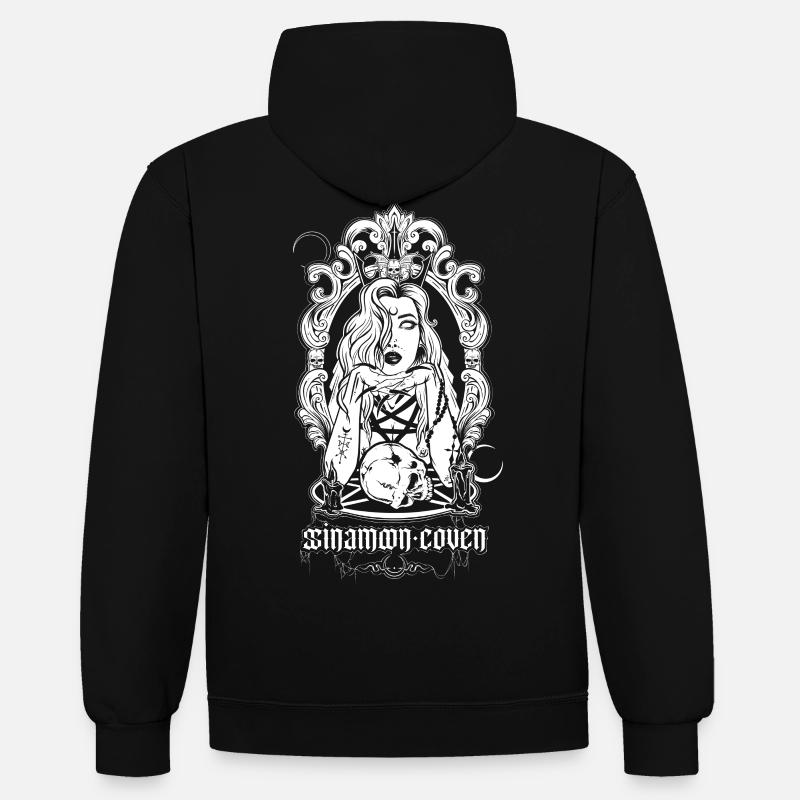 Fille miroir - Sweat à capuche contrasté - noir/rouge