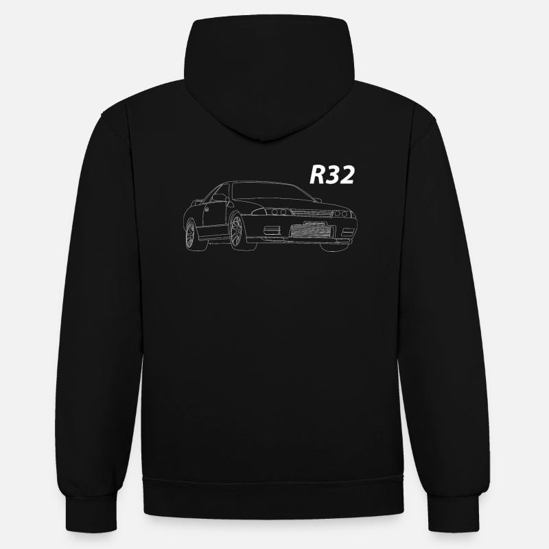 Skyline GT-R R32 - Sweat à capuche contrasté - noir/rouge