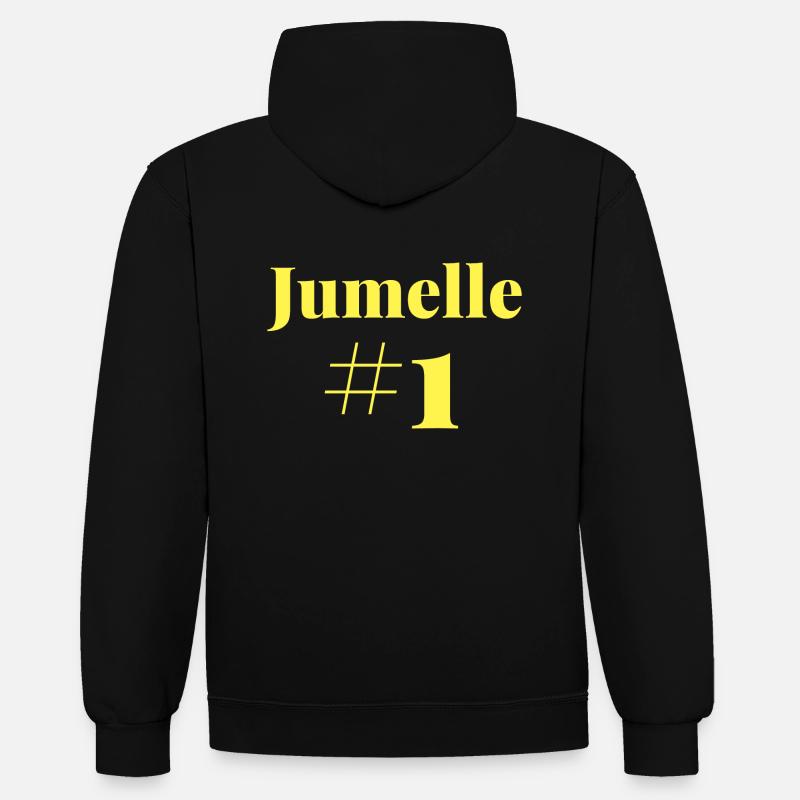 Jumelle Numéro 1 - Sweat à capuche contrasté - noir/rouge