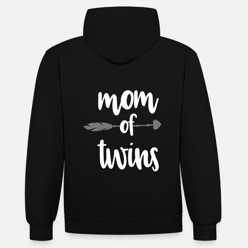 Zwillingsmama Mutter Zwillinge Spruch Geschenk - Kontrast-Hoodie - Schwarz/Rot