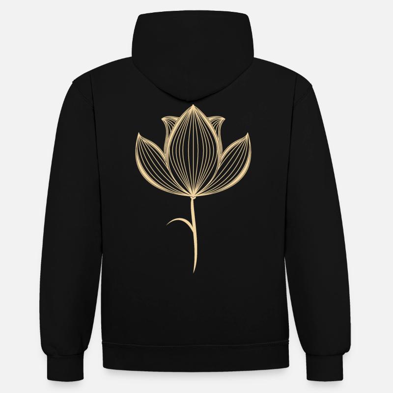 Fleur de lotus - Sweat à capuche contrasté - noir/rouge