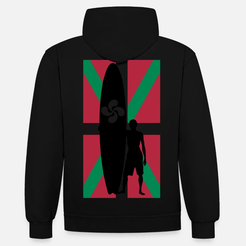 Baskische Surfer - Kontrast-Hoodie - Schwarz/Rot