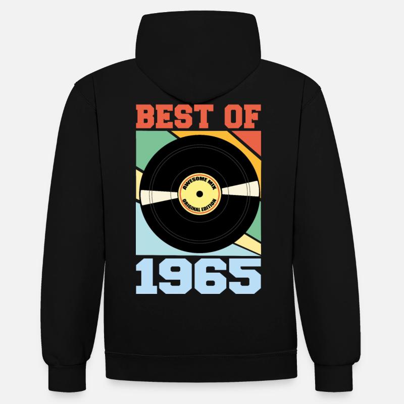 Le meilleur de 1965 - Sweat à capuche contrasté - noir/rouge