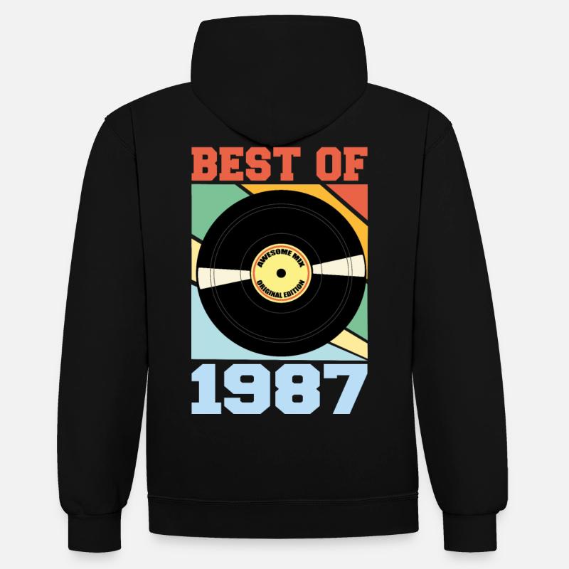 Le meilleur de 1987 - Sweat à capuche contrasté - noir/rouge