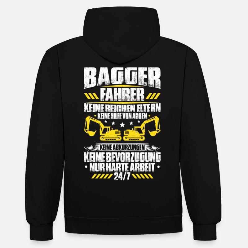 Baggerfahrer Baggerführer Baugeräteführer Bagger - Kontrast-Hoodie - Schwarz/Rot