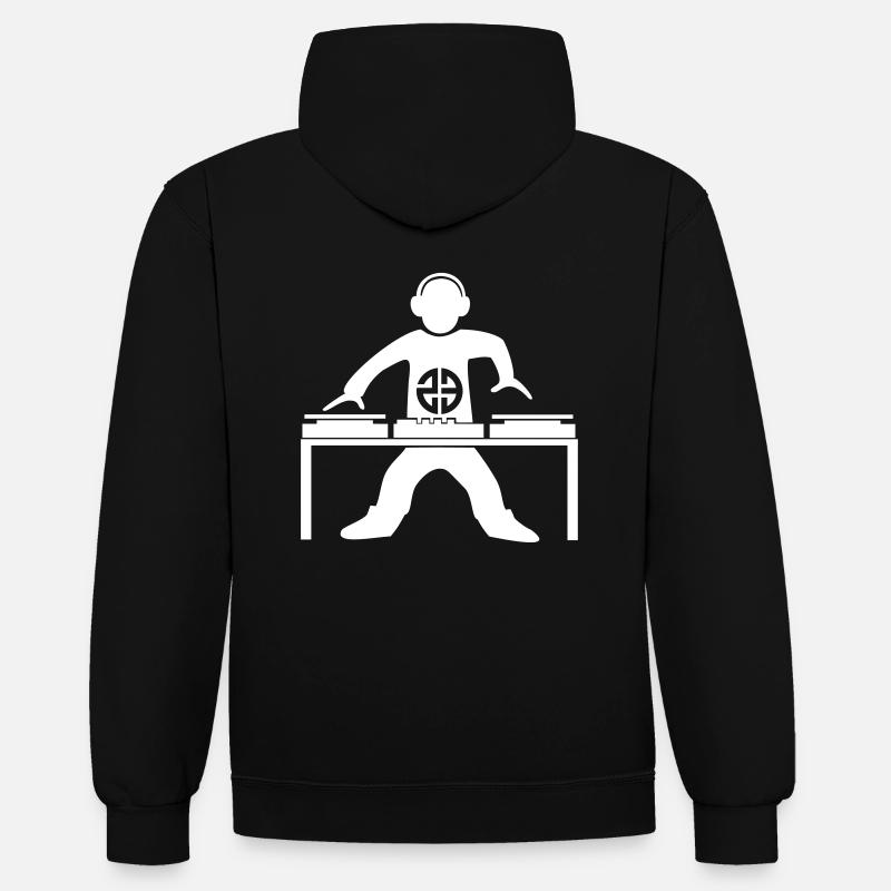 dj 23 tekno - Sweat à capuche contrasté - noir/rouge