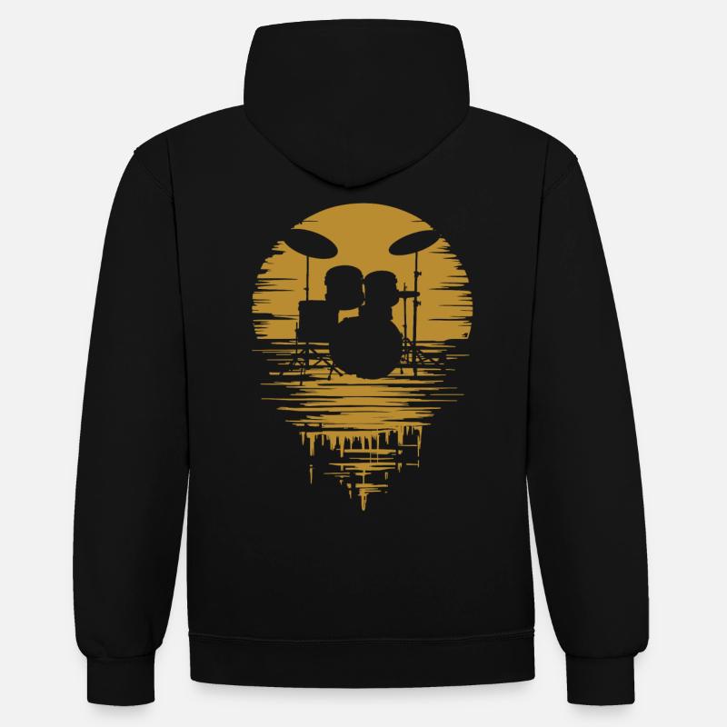 Drumset Silhouette Drums with Reflection - Contrast hoodie - black/red