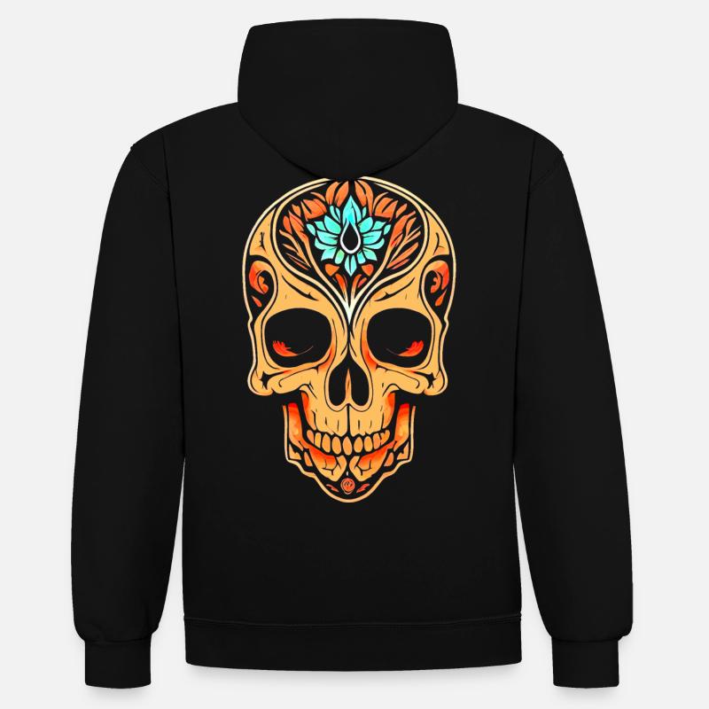 Crâne Sucre Crâne - Sweat à capuche contrasté - noir/rouge