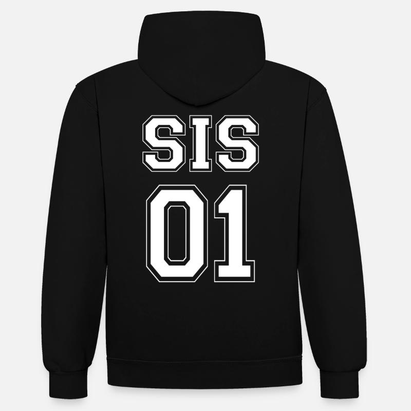 SIS 01 - édition blanche - Sweat à capuche contrasté - noir/rouge